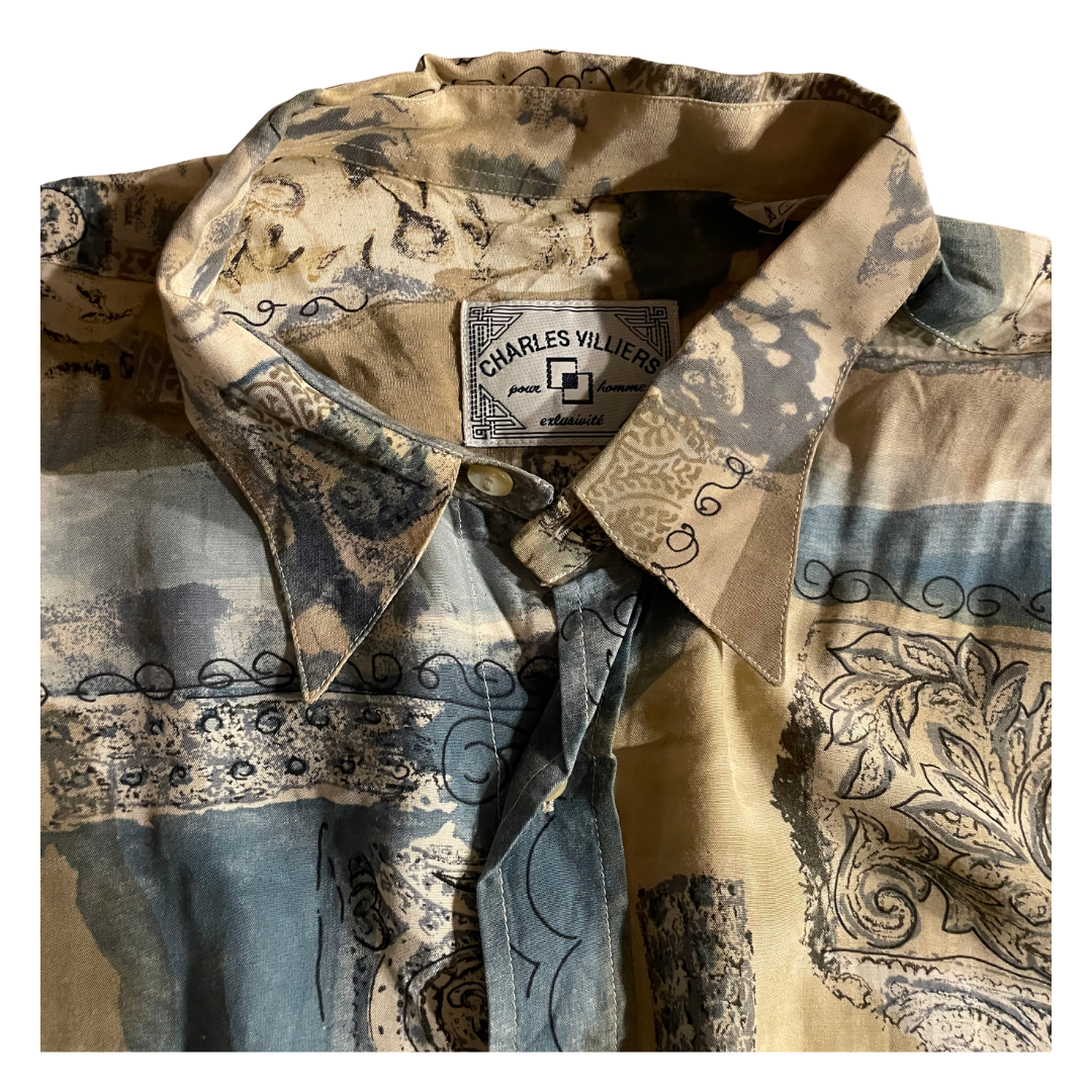 Vintage Hemd Beige mit Design